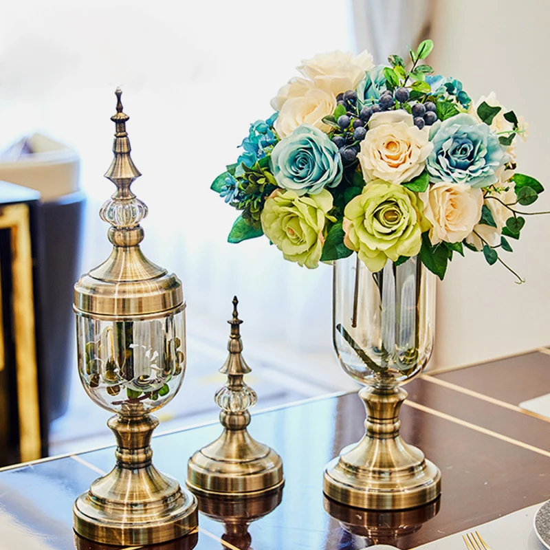 
Decorative Wedding Antique MOdern Tube Gold Metal Flower Vase  (62464742711)