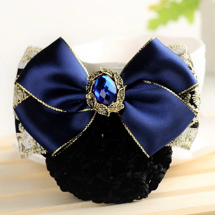 Gold-trimmed  Bowknot Crochet Bow Bun Net Snood Hair Clip Hair Accessories For Women Hair Accessories Lady Women