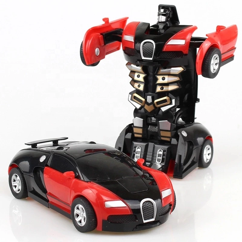 Wholesale cheap kids children plastic diecast cars robot automatic transformed car toy