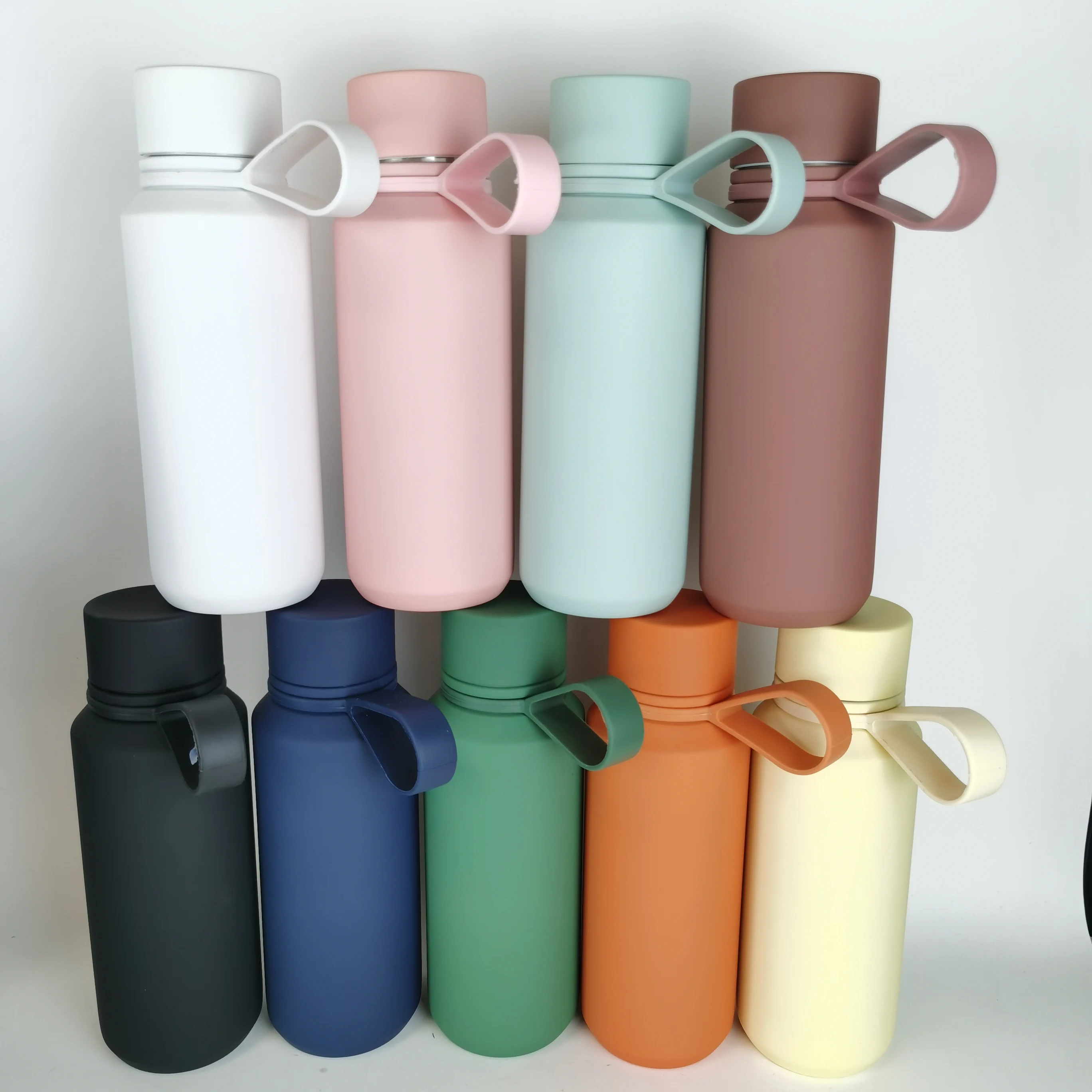 New 12oz 20oz Small Mouth Thermos Stainless Steel Bottle Rubber Paint Sports Kettle Double Wall Water Bottle with Rubber Ring