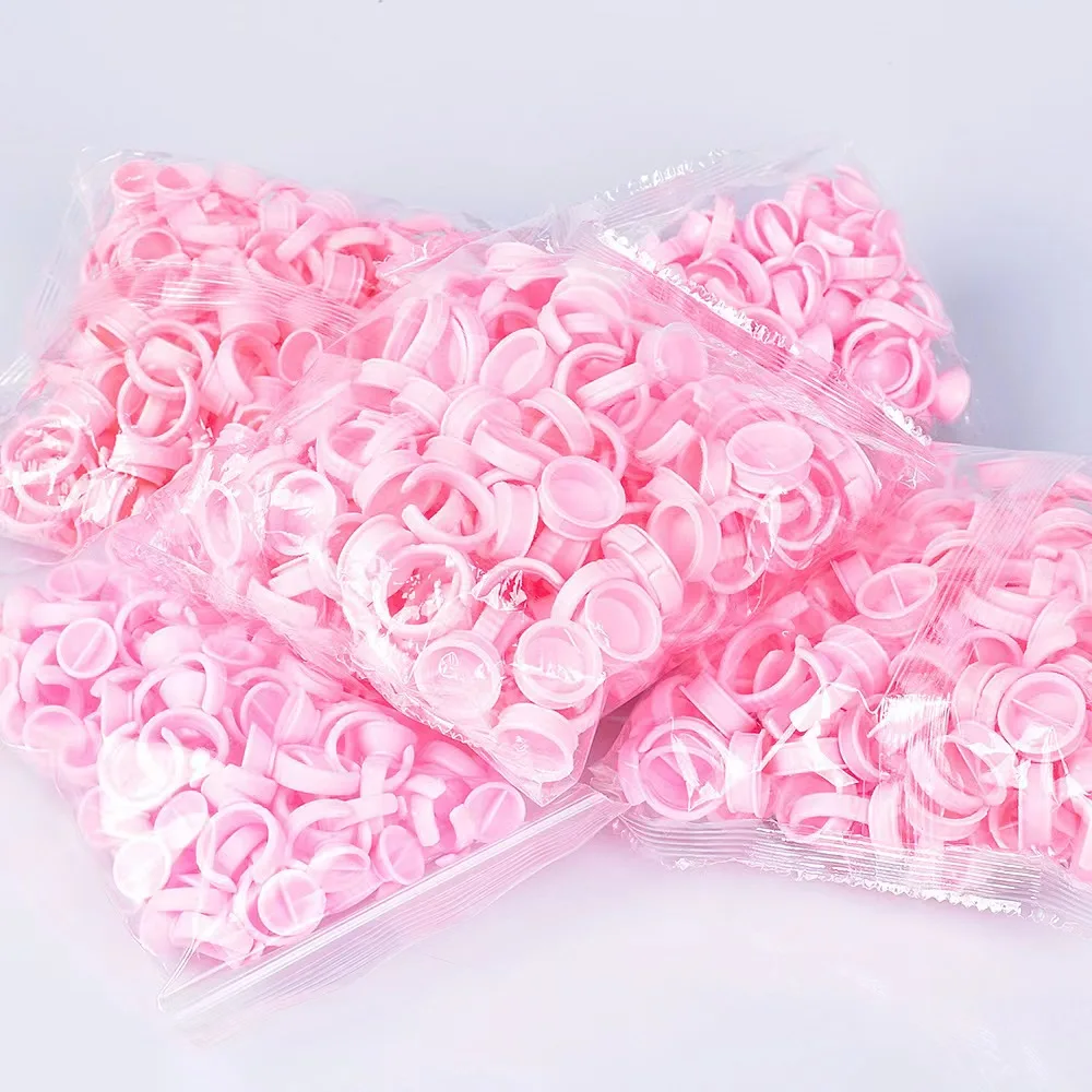 Factory Price one second flowering glue holder pink plastic glue rings for eyelash extensions