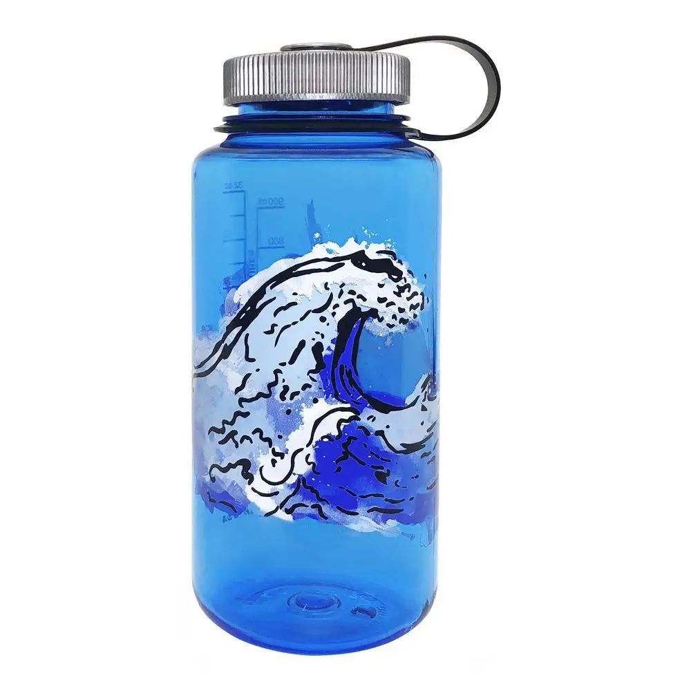 GZYSL BPA FREE kids clear water bottle plastic 32oz 1000ml Nalgene fancy plastic drinking water bottle with Wide Mouth Lids