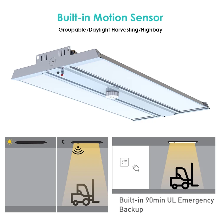 Professional Design Cct Wattage Adjustable Motion Sensor 1ft 2ft 3ft 4ft Warehouse Industrial Lighting Led Linear High Bay Light