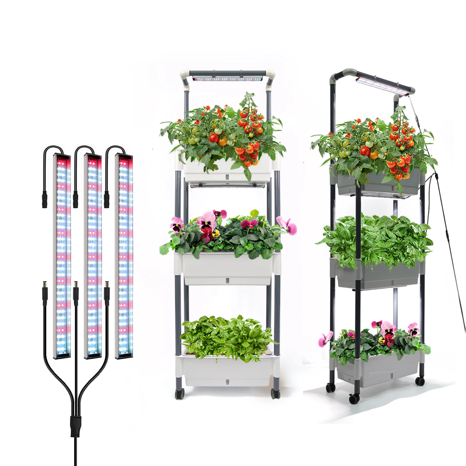 Indoor Garden Herb Grow Kit Home Garden Grow Rack with Smart Control LED Grow Light, for Short Tomato,Basil,Pepper