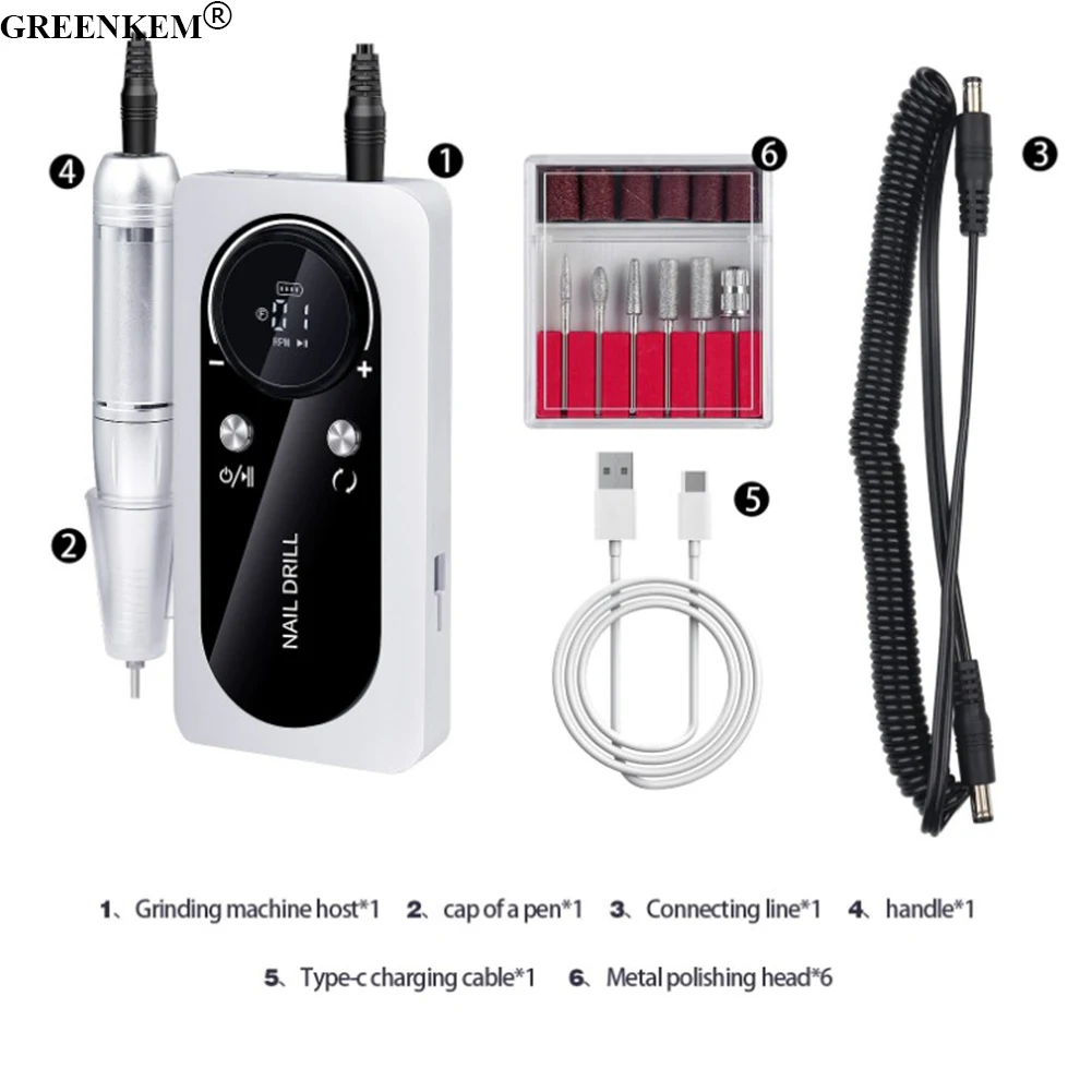 New professional cordless rechargeable portable electric nail drill 45000RPM machine tools Nail Drill Machine