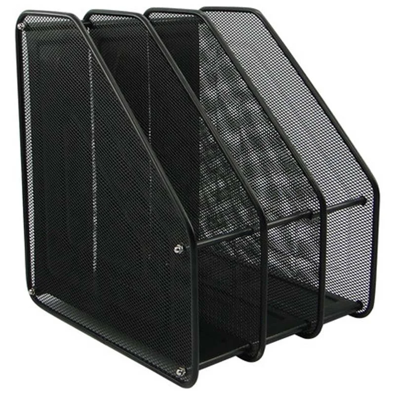 New Design Fashion Office Tabletop Mesh Metal 3 Slots Magazine Rack