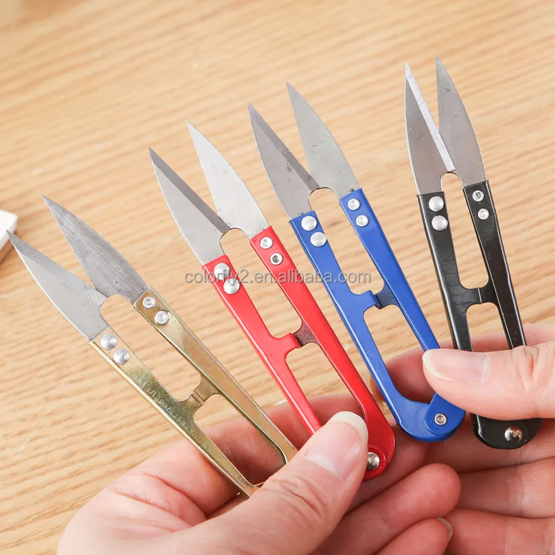 U-shaped Yarn Cutting Scissors Multicolor Handle