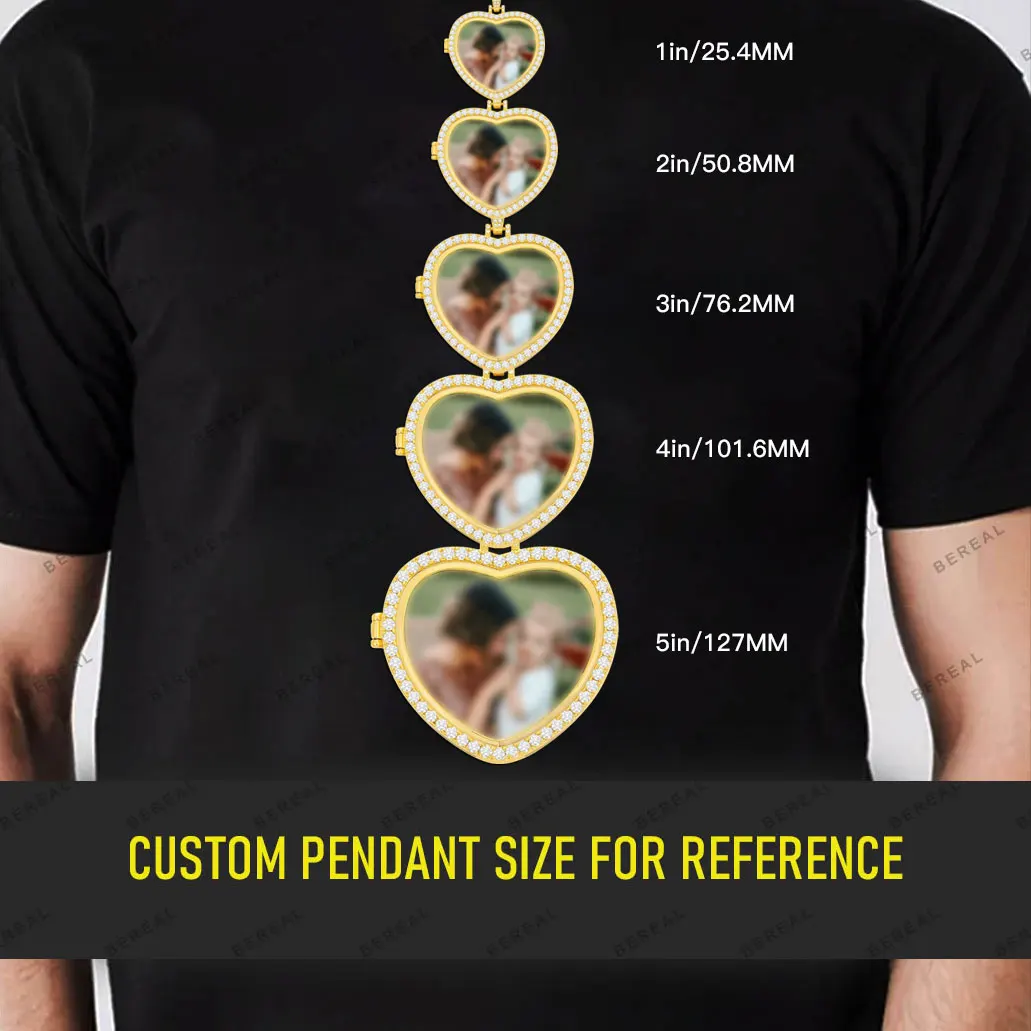 Factory Wholesale VVS Moissanite Circle Pendants Round 925 Silver Men Memory Photos Picture Pendant Charm Jewelry Manufacturer