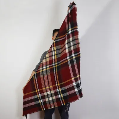 Женский осенне-зимний шарф Классический клетчатый шарф теплый мягкий массивный большой плед накидка шаль шарфы