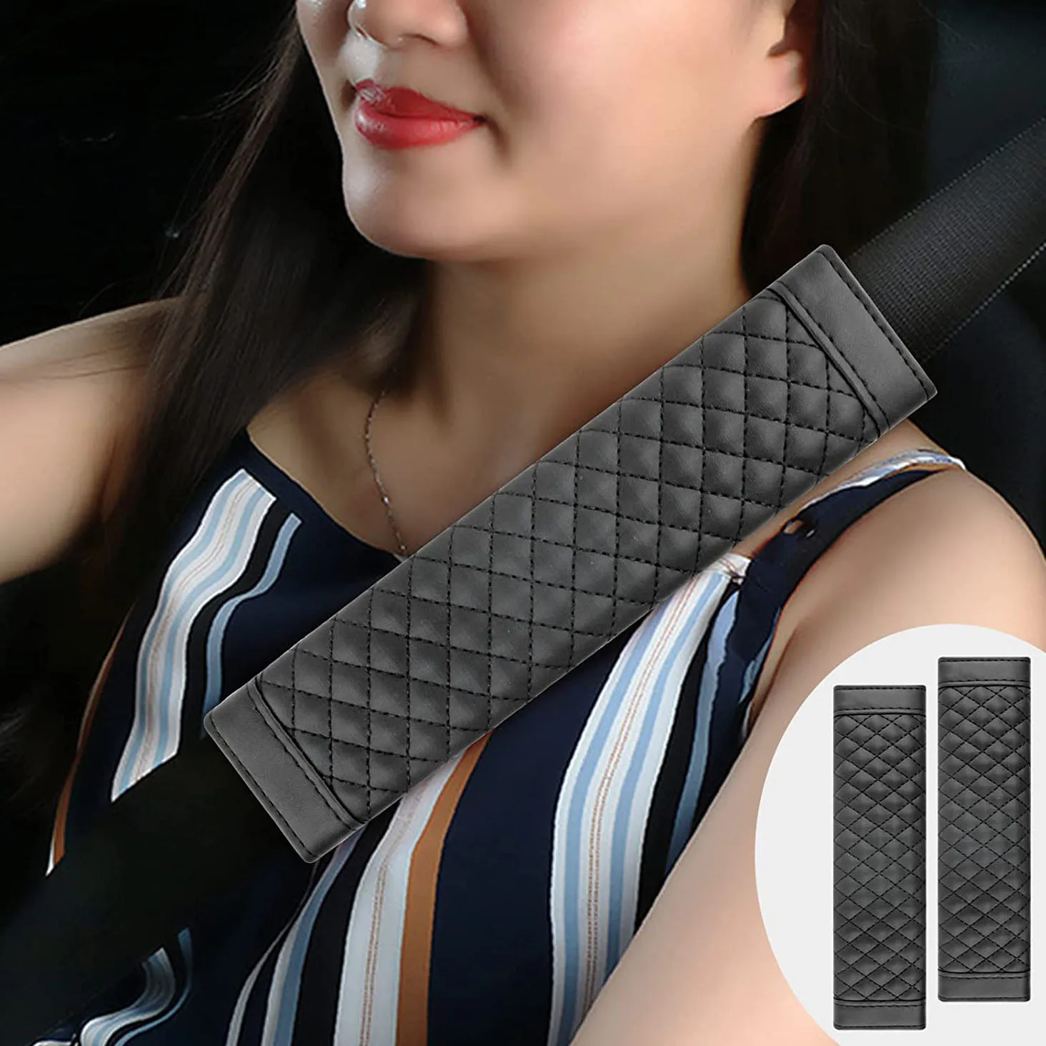 Boshiho 2 packs Car Seat Belt leather Cover Seat Belt Buckle Cover Seatbelt Pad For A More Comfortable Driving (1600581589175)