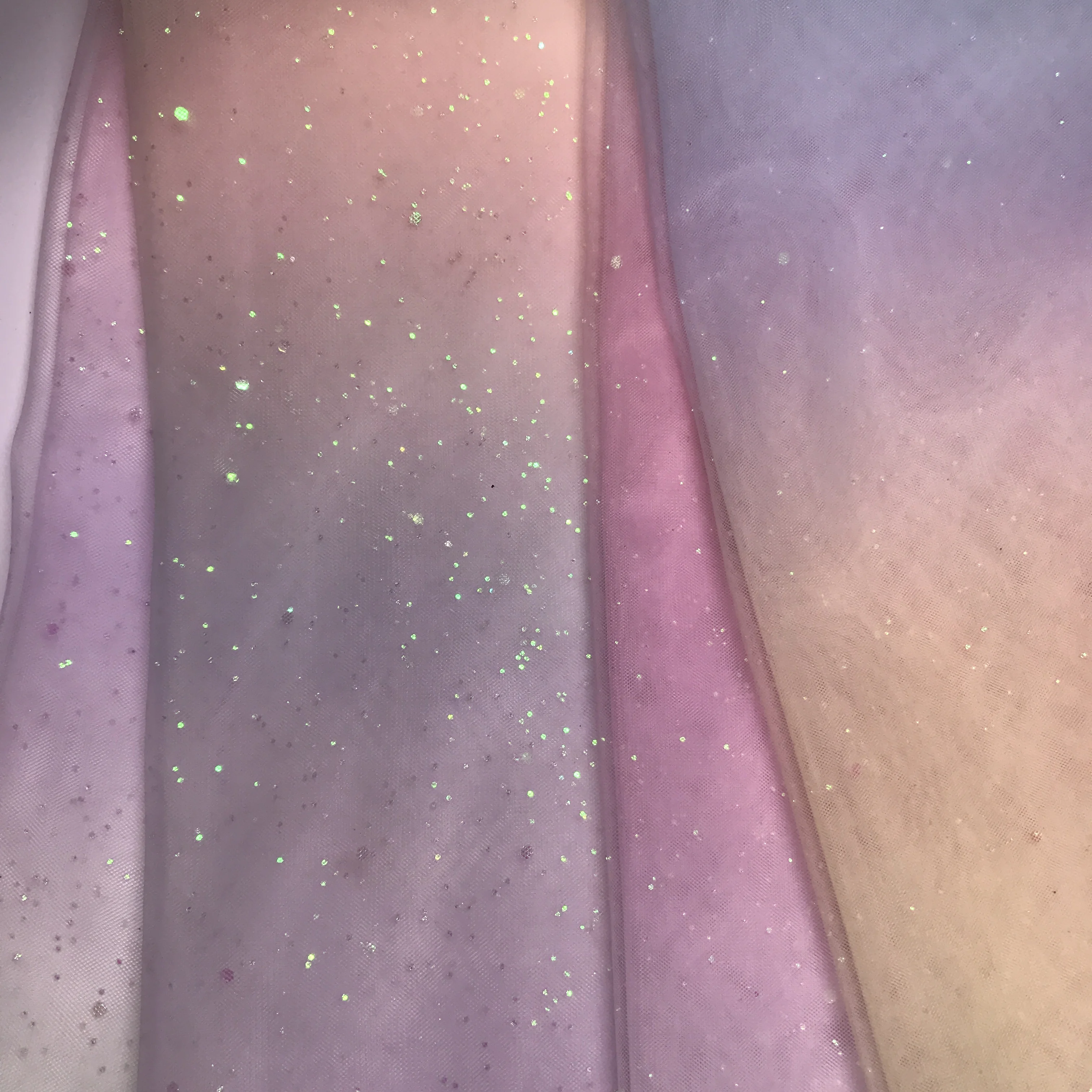 colorful rainbow transfer printing tulle print glitter tulle fabric for dress