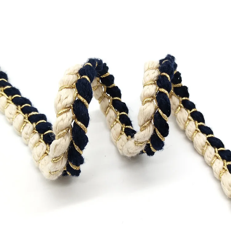 Большой запас, разноцветная металлическая хлопковая плетеная лента для обрезки женской одежды