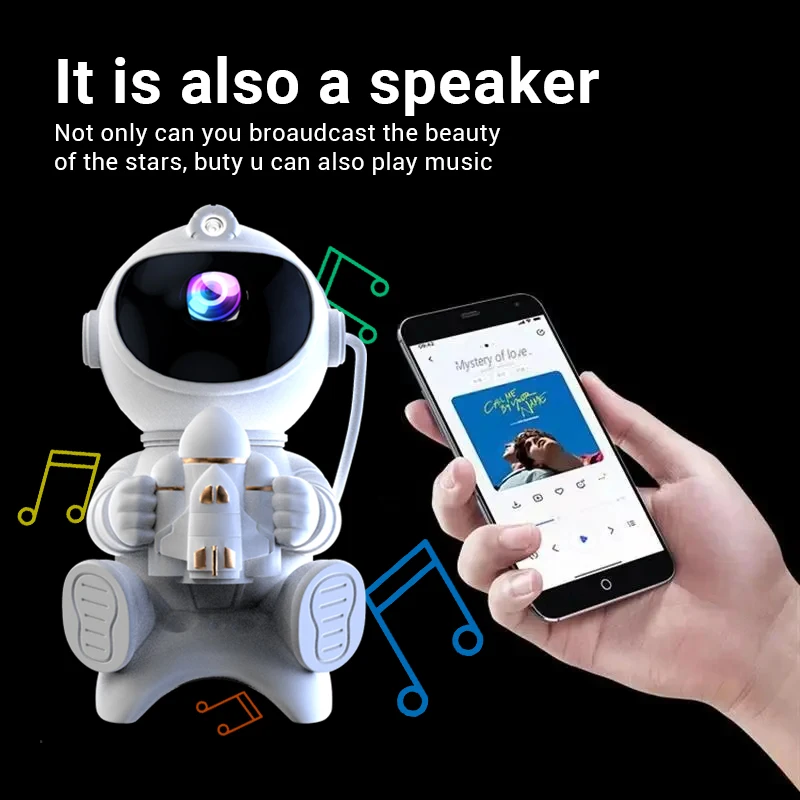 remote control USB rechargeable astronaut star starry sky galaxy robot projector light with music and night light lamp