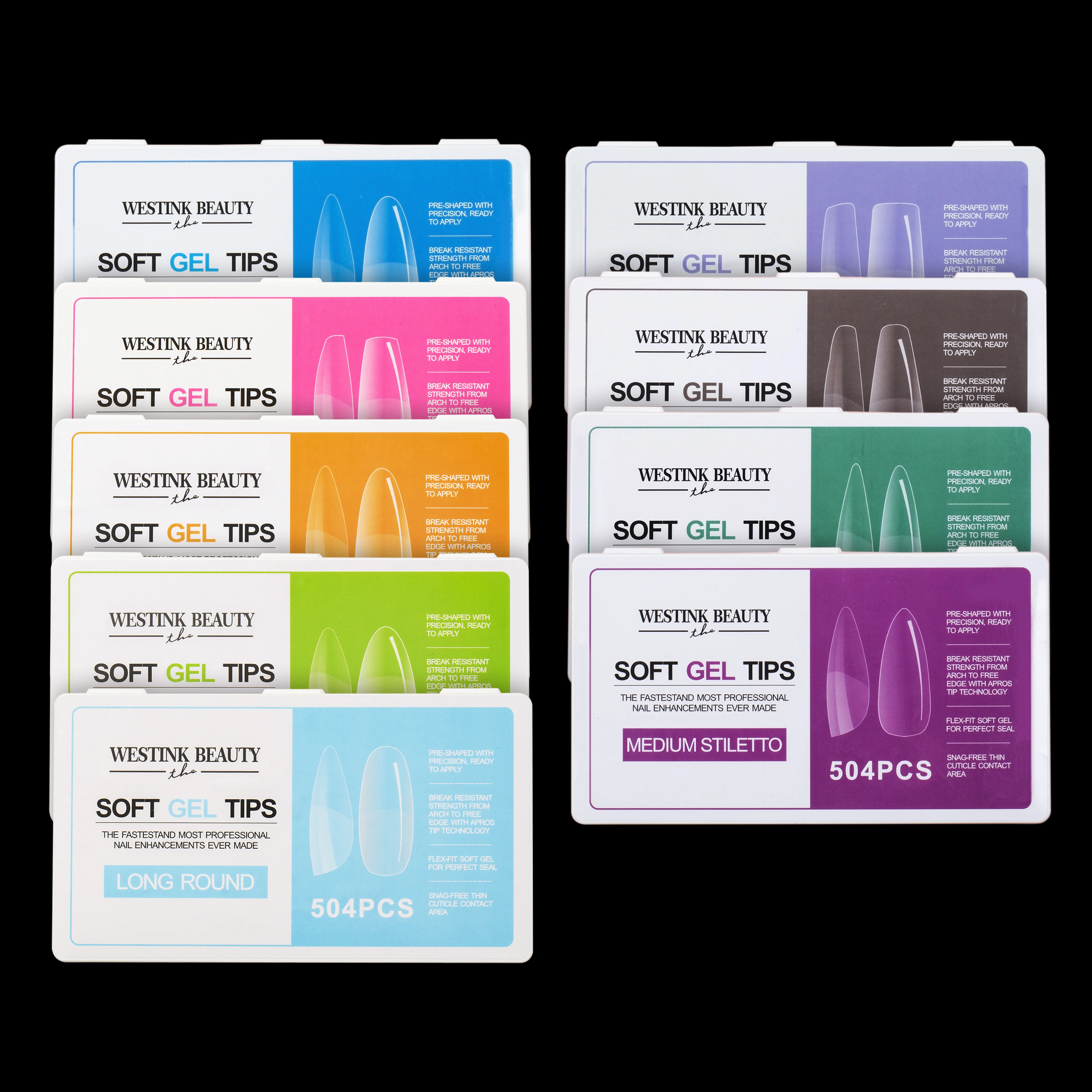 Low Moq high quality 12 sizes press on nail gel tips