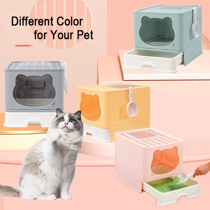 Katzentoilette 2 Layers Els Pet No Mess Folded Wc Toilet Cartoon Cute Top Entry Cat Litter Box Scratch For Cat Sand