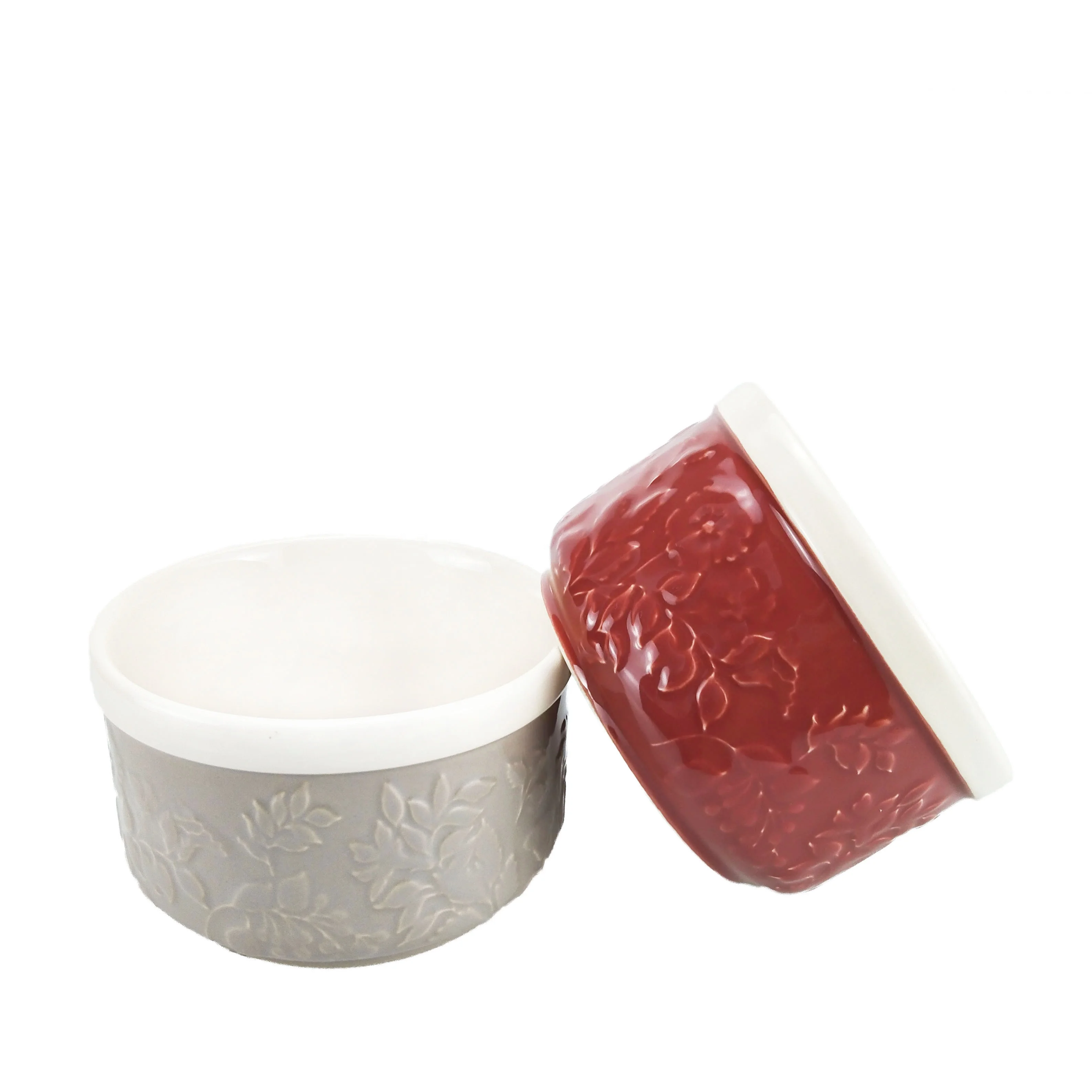 Stackable Custard Lava Cake Creme Brulee Set Ceramic Ramekins for Baking