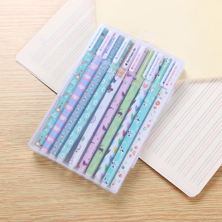 Kawaii Stationery Supplies Set of 10 Neutral Pen Wholesale Creative Learning Office School Supplies Cute Ballpoint Pen Set