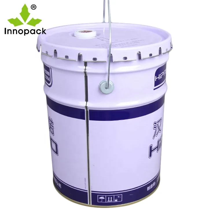 
UN rated 18L empty tin bucket printed round metal bucket for paint packaging 