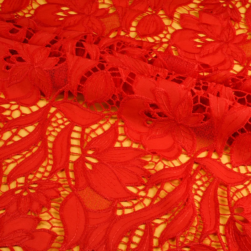 Wholesale Red America Lace Fabric 2023 High Quality Guipure Lace Latest French Cord Lace Fabric For party Wedding