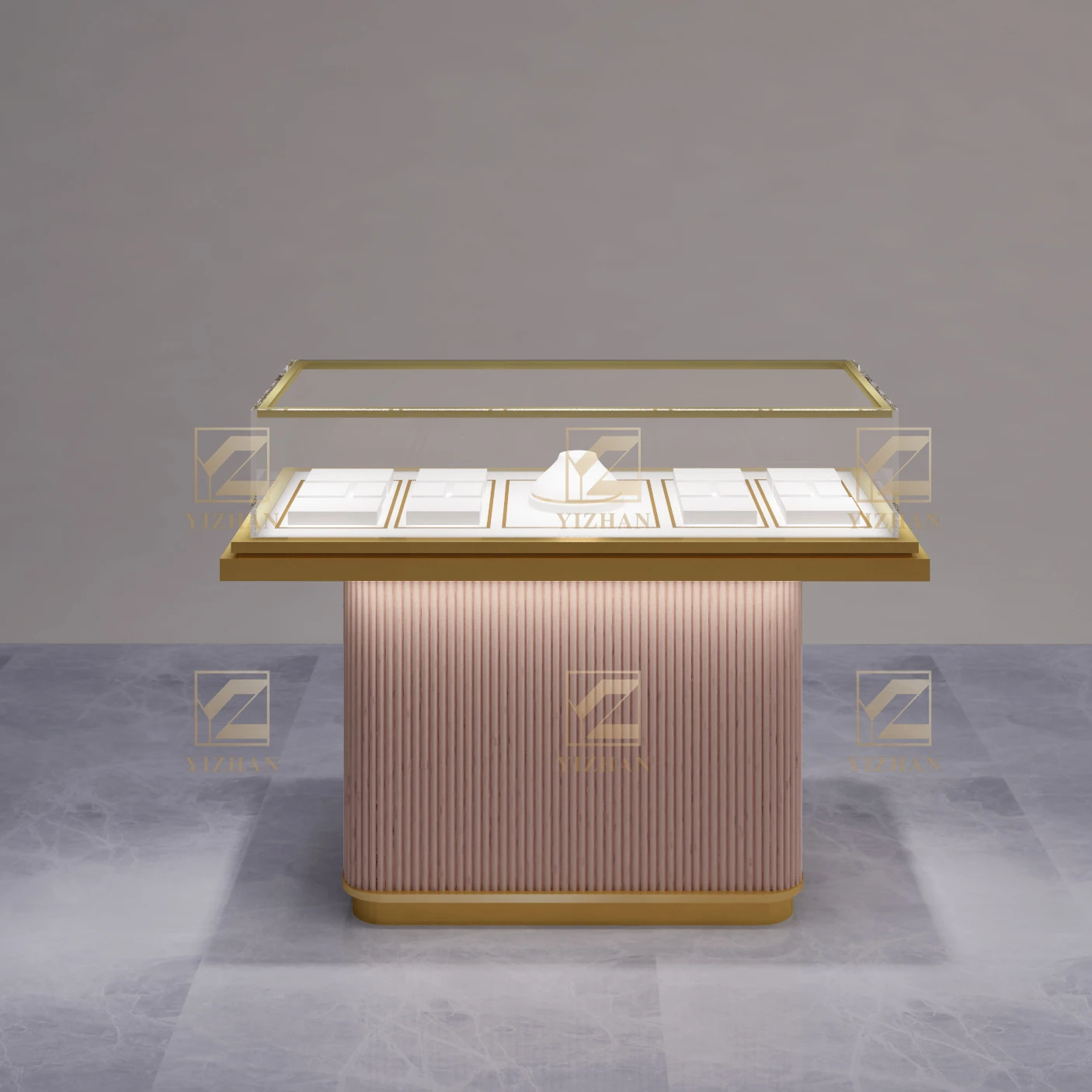 Роскошная витрина для ювелирных изделий из нержавеющей стали со светодиодным освещением шкаф счетчиком мебель магазина