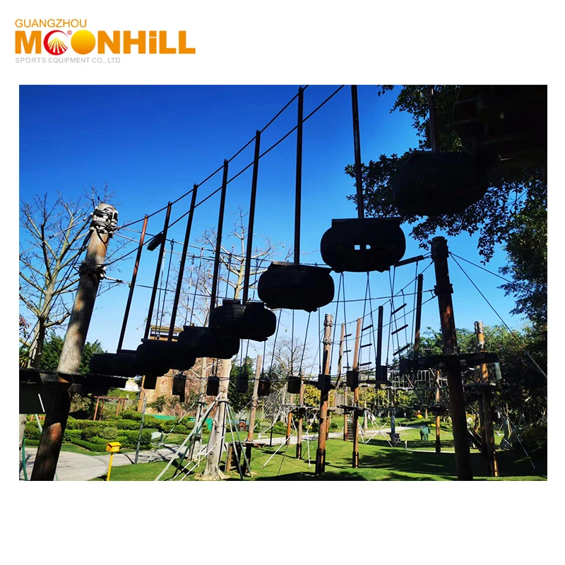 Outdoor theme park rope course equipment ziplines children obstacle course