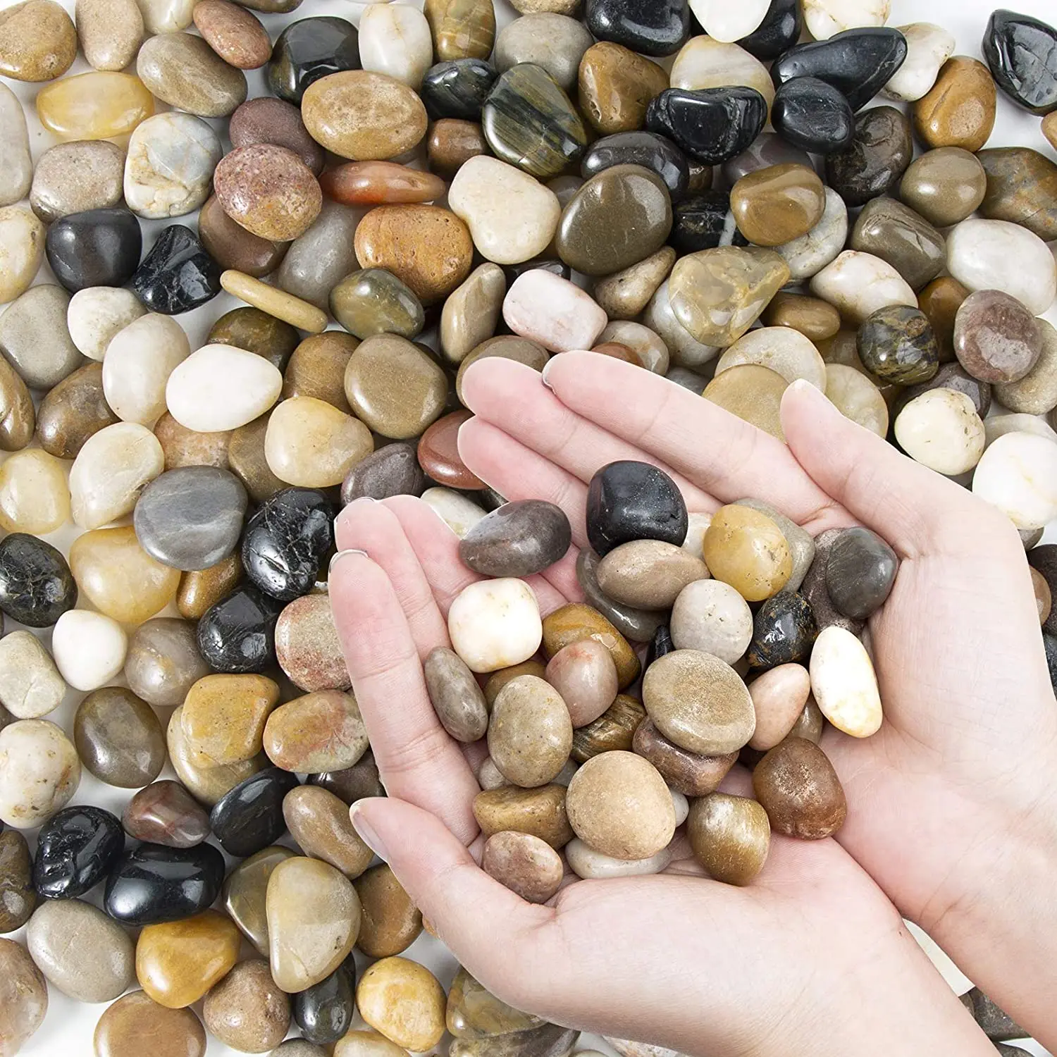 Natural Polished Mixed Color Pebbles Small Decorative River Rock Gravel For Planters Plants Garden Landscaping