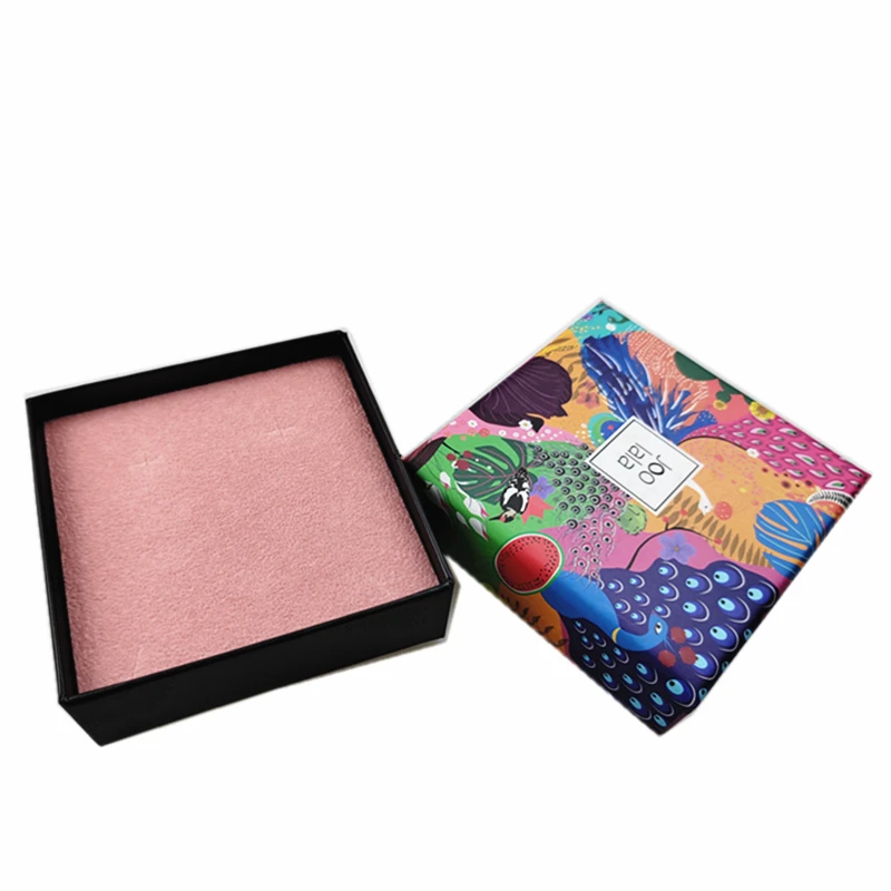 Square CMYK 4 Colors Printed Handmade Custom Logo Art Paper Jewelry Box For Ring Earring Bracelet Storage