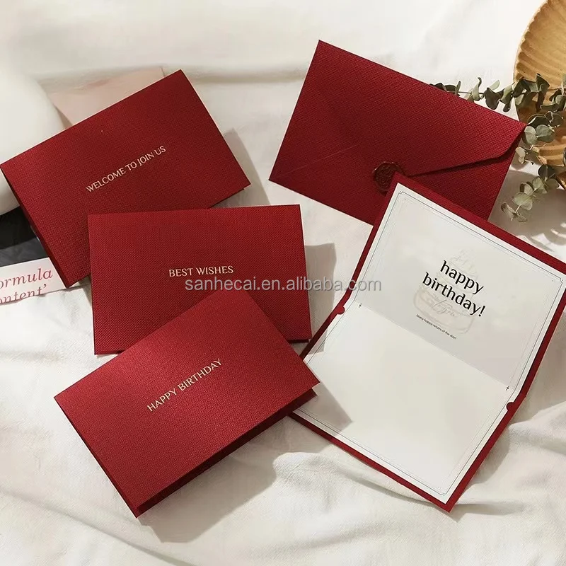 Luxury Custom Logo Red Business Invitation Gift Greeting Cards Jewelry Wrap Envelopes