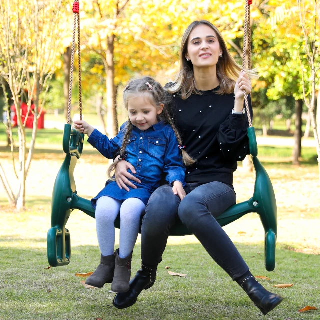 durable heavy duty outdoor children swing  Double seat Face To Face Swing Seat with PE Rope