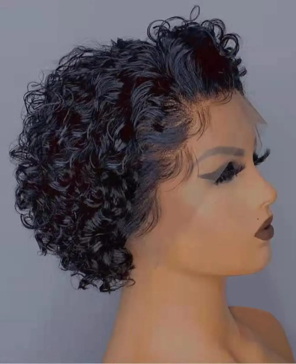 Wholesale Brazilian Short Pixie Cut Curly Wig,Perruque13X4 Lace Frontal Pixie Wig,Short bob wig HD Lace Human Hair Wig