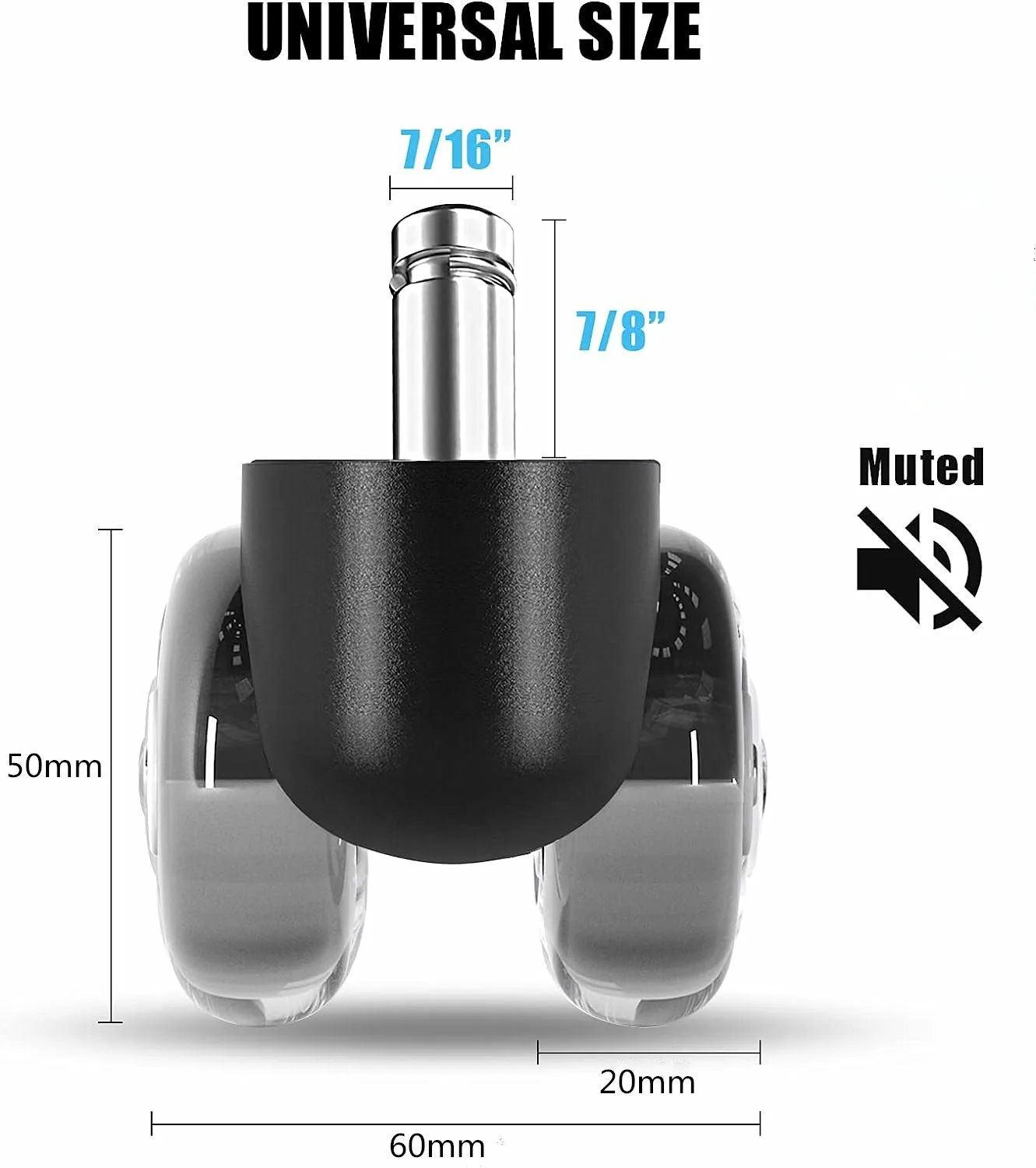 Ролики для офисных стульев, 2 в, Двойные ролики, сменный подшипник с двумя шарикоподшипниками, для компьютерного стола