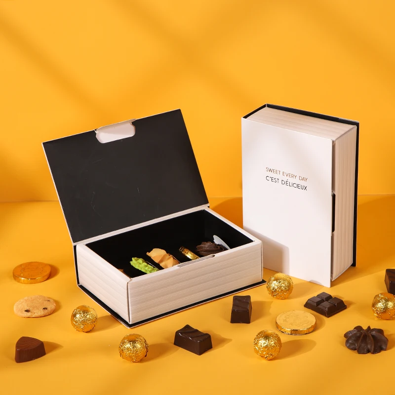 Custom logo Luxury 12 Pcs Mini Drawer Black Truffle Chocolate Dessert Gift Packaging Box With Pvc Insert