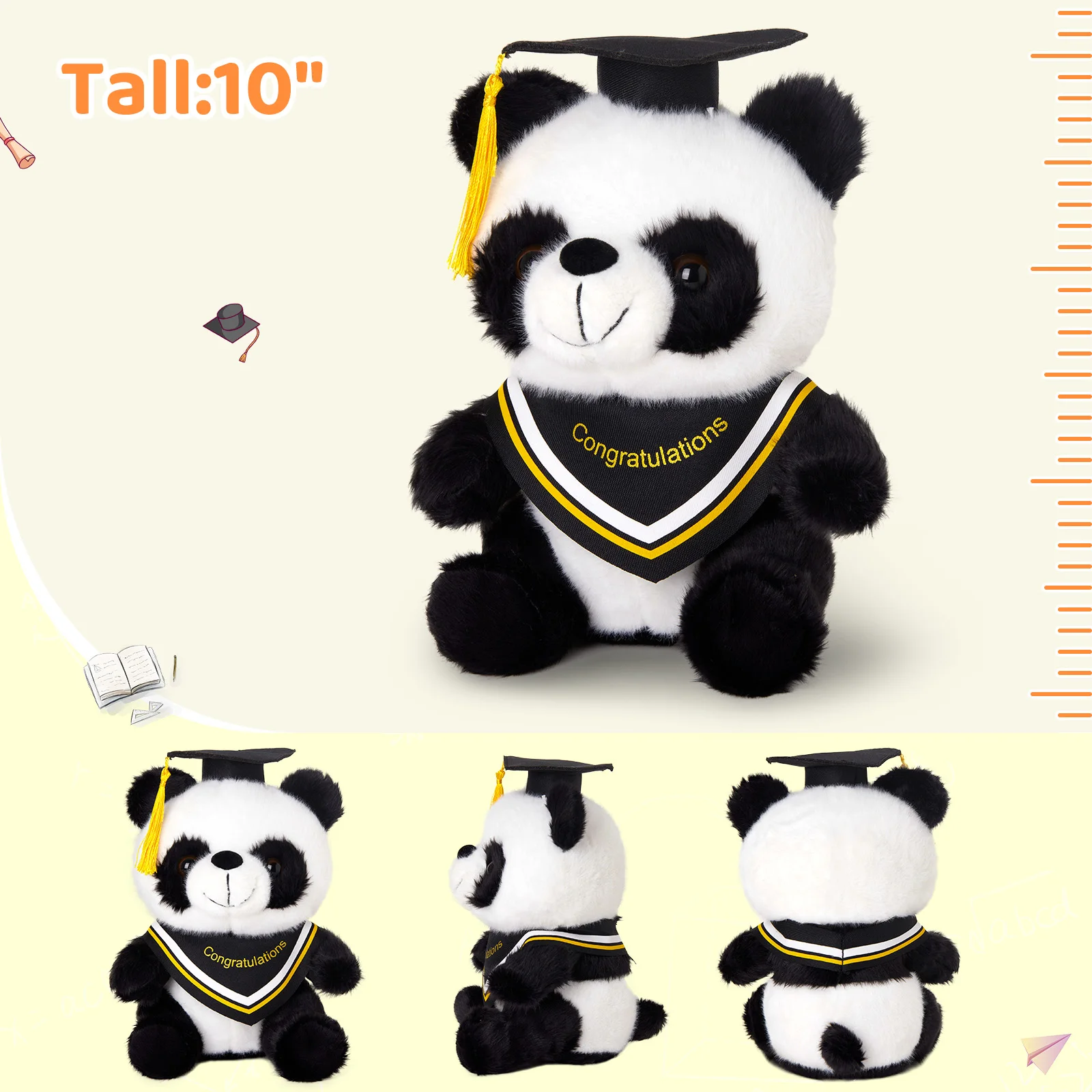 Manufacturer Cartoon Graduation Panda Plush Toy Super Soft Stuffed Animals Great Gifts for Students Friends Wholesale