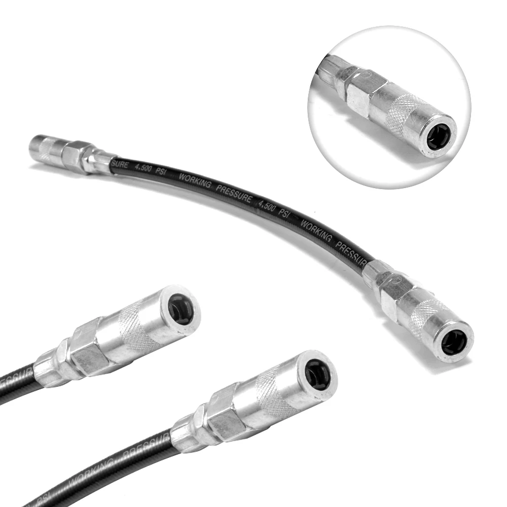 Grease Gun Nipple Pipe Coupler Lubrication Tool High Pressure Rubber Oil Grease Gun Flexible Hose with Connector