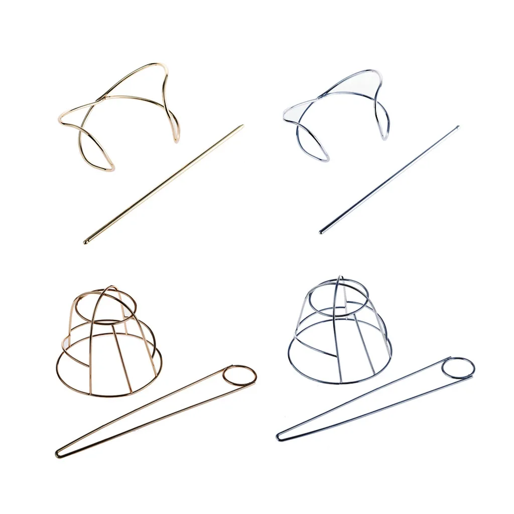Women Top Hairpin Alloy Shaped Girls Bun Holder Women Hair Stick Golden Hair Jewelry Hair Fork