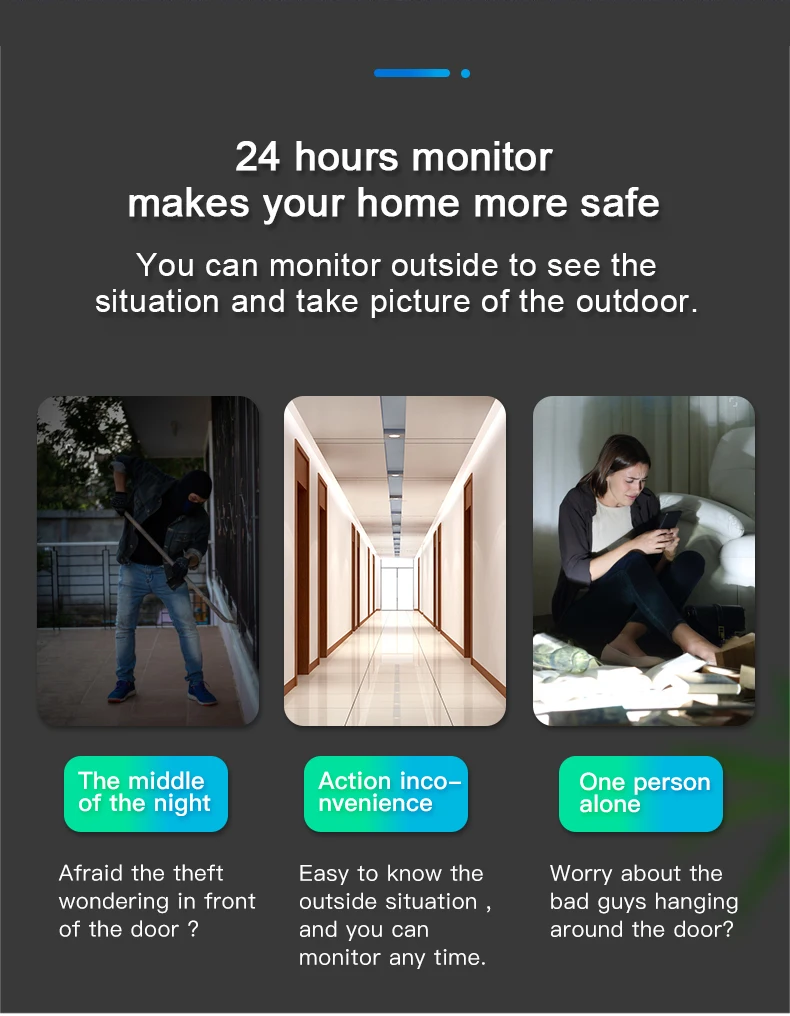 1080P HD 7 Inch Display Smart Home Security Wireless Camera Video Doorbell