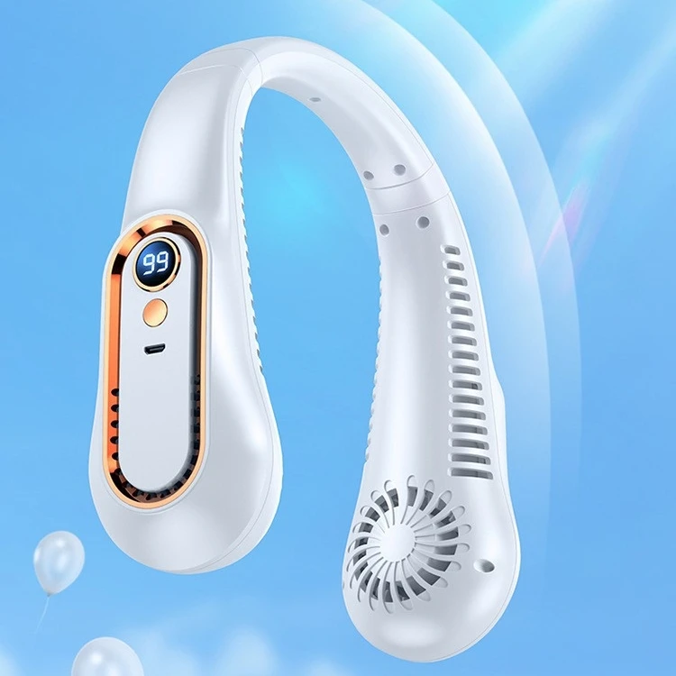 Alibaba Заводская оптовая продажа надеваемый на шею вентилятор для наружного использования бестселлер новый дизайн перезаряжаемый светодиодный интеллектуальный дисплей шейный