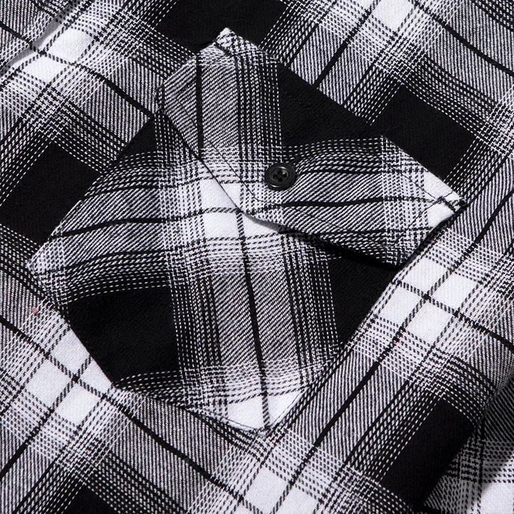 High Quality Autumn Casual Dark Plaid Pattern Flannel Nice Trending Full Long Sleeve 100% cotton Black Check Shirts For Mens