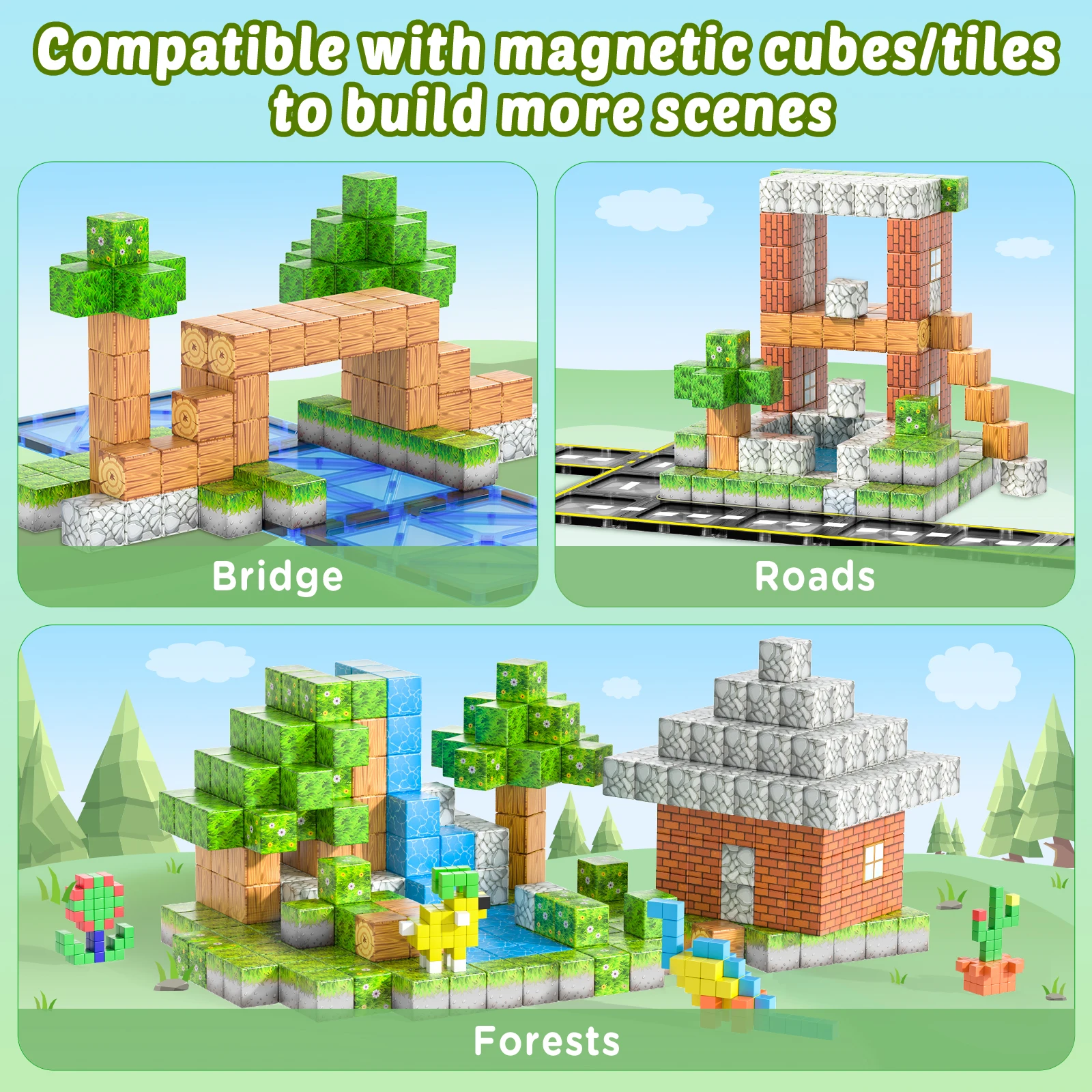 157pcs Pixel Model Cube Creative DIY Toys For Children Educational Toy Magnetic Building Blocks Birthday presents Christmas gift