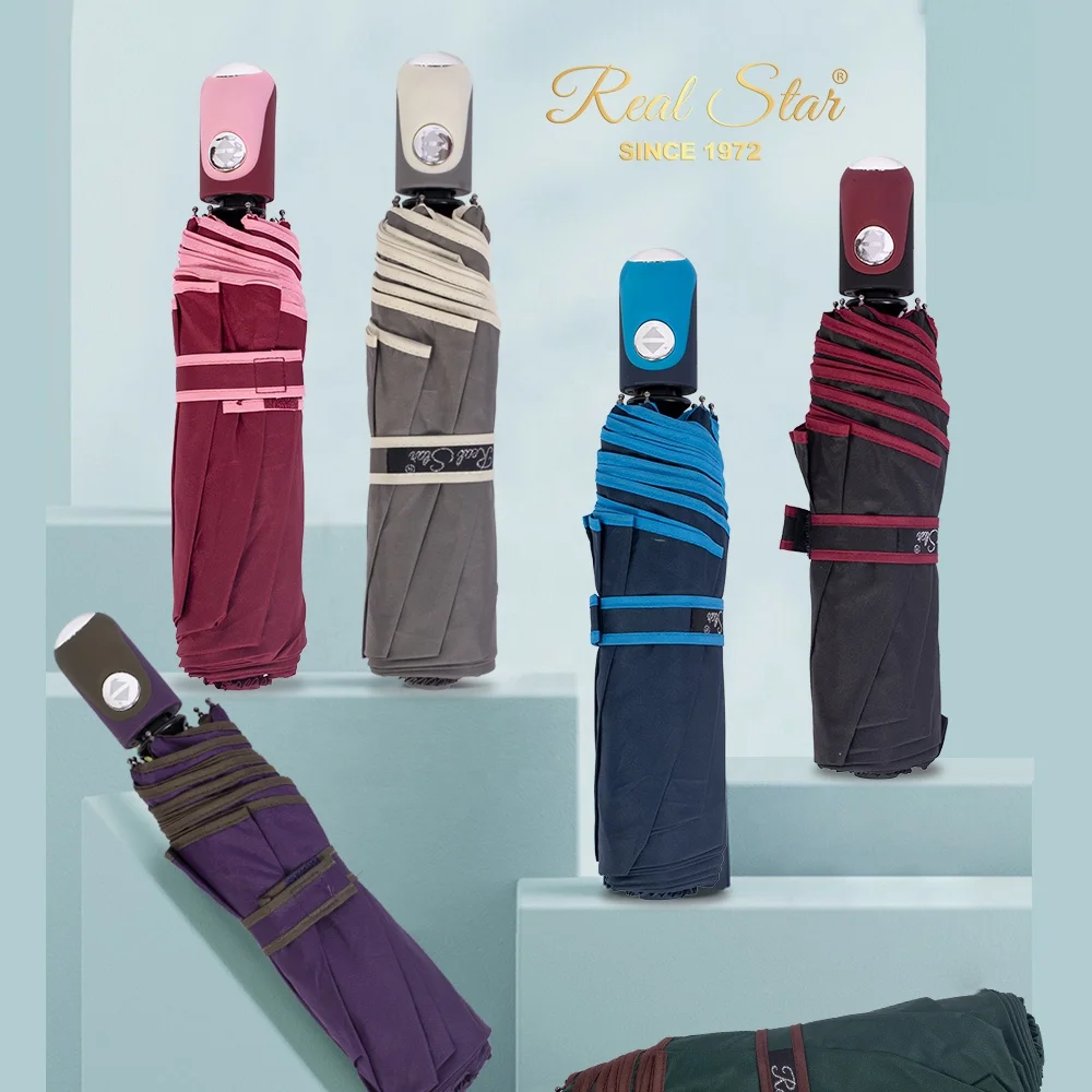 RST Plain Color 3 Fold Auto Promotional Umbrella for logo Printing