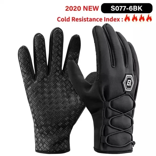 Touch screen Custom Anti Slip Silicone Gel Winter Thermal Warm Fleece Lining Running Bike Cycling Gloves