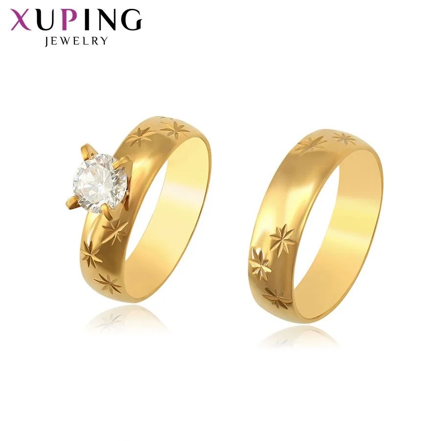 R-150 xuping jewelry  engraved leaf pattern wedding stainless steel 24K gold color propose with a gift ring ring