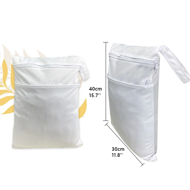Custom Reusable Large 30*40 waterproof Travel Handy wet diaper bag With 2 Pockets
