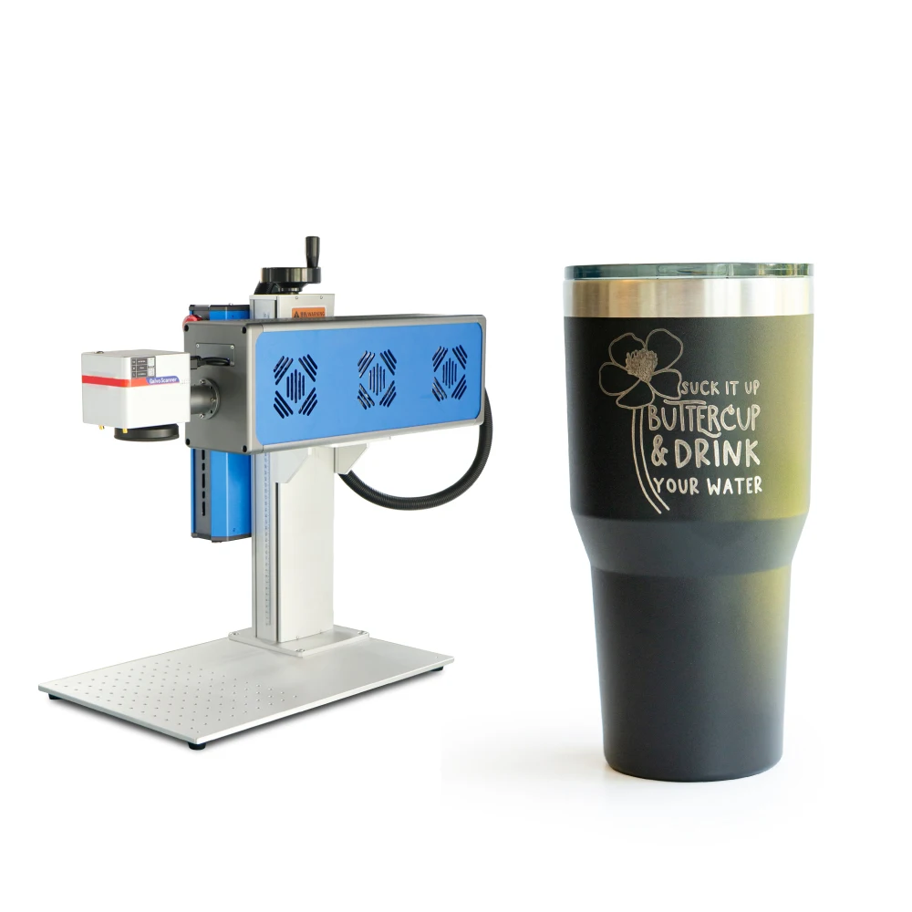 Mini Split Type Co2 Galvo Laser Marking Machine 40w for Wood Acrylic, Powder Coated Tumbler with Rotary Auto Focus