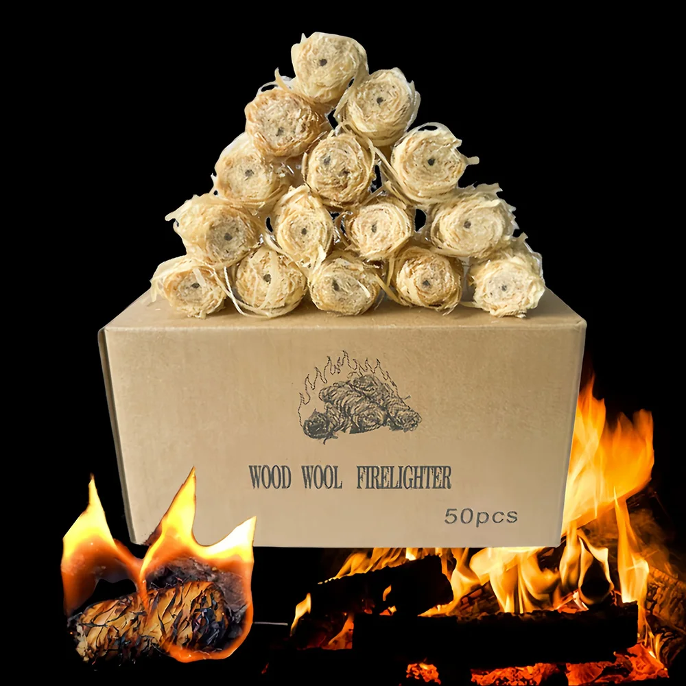 Paraffin Wood Wool Firelighter Natural Eco Wood Wool Igniters Burners Fire Starters for Barbecue Charcoal
