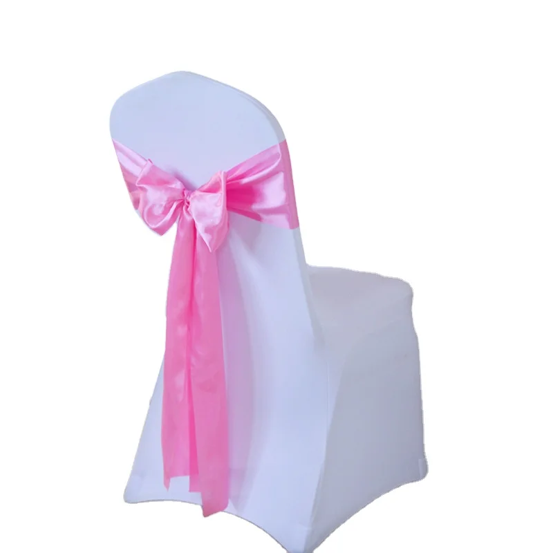 
Hot Sale Decorative Cheap Wholesale Wedding White Satin Chair Sashes Cover Bow 