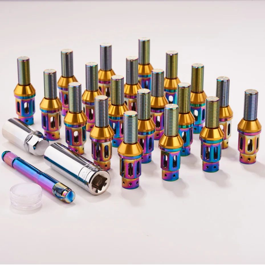 Custom Tuner Red Blue Black Long Spike Flat M12X1.25 Taper Wheels Bolts M14*1.5 Lug Nuts Spears