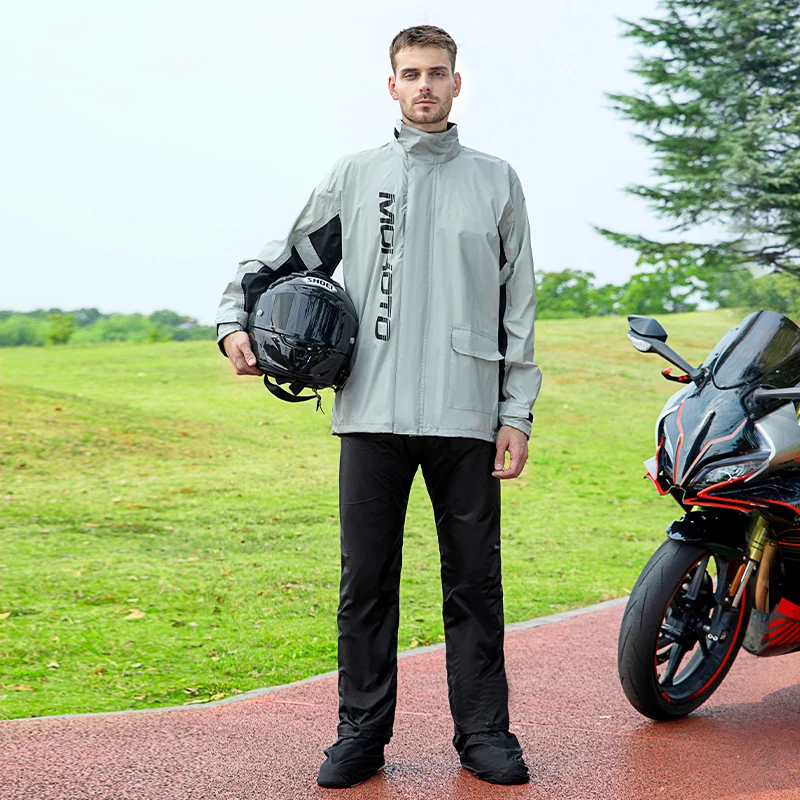 Mens Waterproof Rain Suit With Hood 2 Pieces Lightweight Fishing Camping Rain Jacket And Pant Set