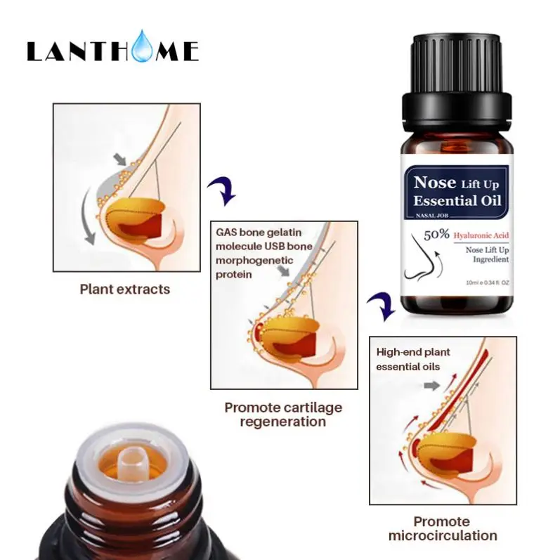 LANTHOME  Wholesale Natural Organic Nose Beauty Care Lifting Firming ASS Nose Lift Up Massage Essential Oil Nose Sharping Serum