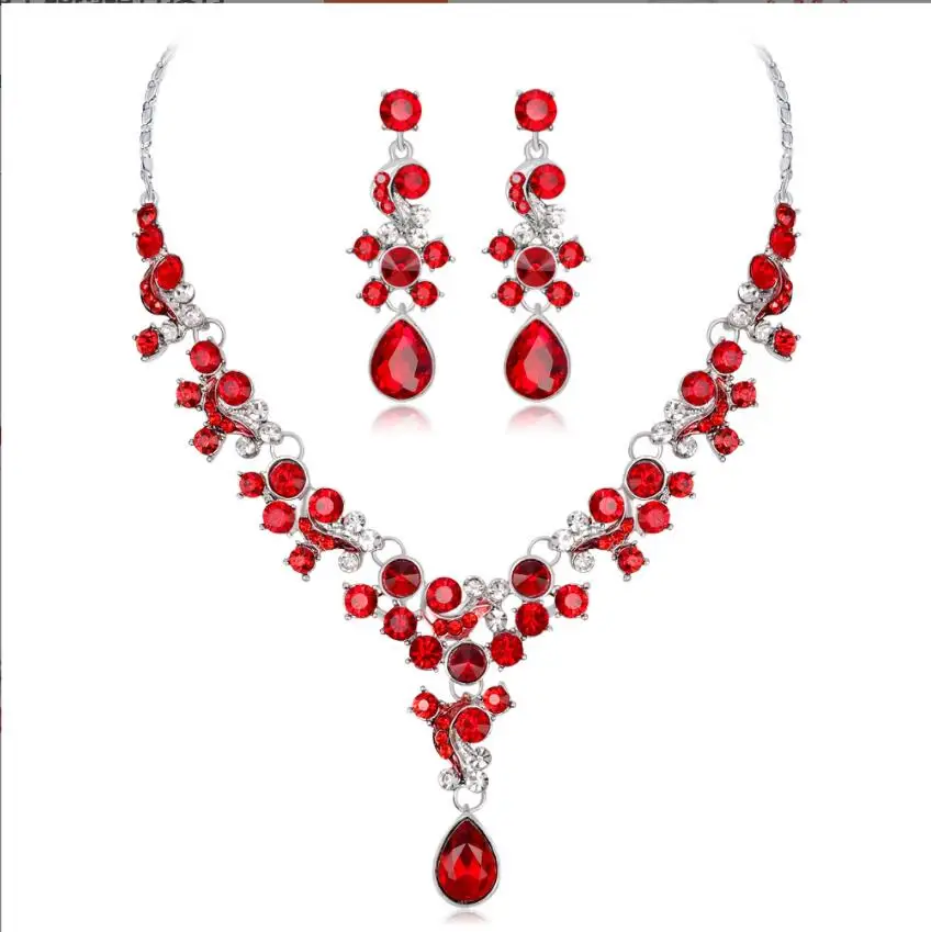 Women Dubai Costume Fashion Jewelry Sets Wedding 925 silver Necklace Set